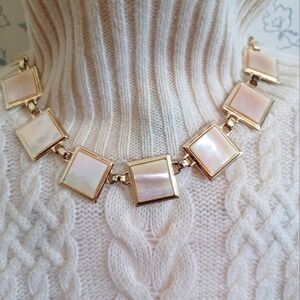 Vintage Gold Tone And Opalescent choker necklace and Earring set